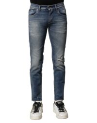 Dolce & Gabbana sinised pestud slim fit meeste teksad