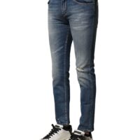 Dolce & Gabbana sinised pestud slim fit meeste teksad