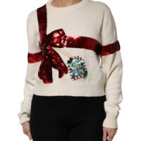 Dolce & Gabbana valge litritega ümmarguse kaelusega pullover