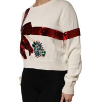 Dolce & Gabbana valge litritega ümmarguse kaelusega pullover