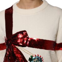 Dolce & Gabbana valge litritega ümmarguse kaelusega pullover