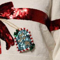 Dolce & Gabbana valge litritega ümmarguse kaelusega pullover