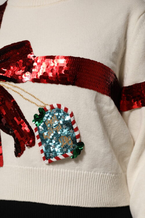 Dolce & Gabbana valge litritega ümmarguse kaelusega pullover