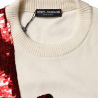Dolce & Gabbana valge litritega ümmarguse kaelusega pullover