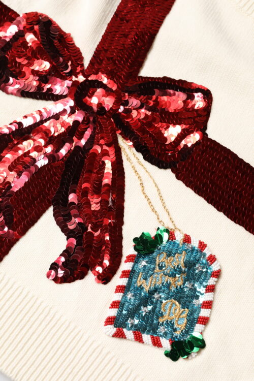 Dolce & Gabbana valge litritega ümmarguse kaelusega pullover