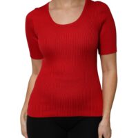 7728157-1.jpeg Dolce & Gabbana punane ümmarguse kaelusega lühikeste varrukatega pluus