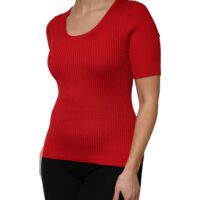 7728158.jpeg Dolce & Gabbana punane ümmarguse kaelusega lühikeste varrukatega pluus