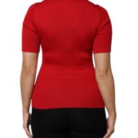 7728159.jpeg Dolce & Gabbana punane ümmarguse kaelusega lühikeste varrukatega pluus