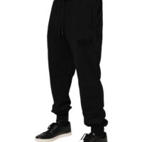 Dolce & Gabbana mustad puuvillased nööriga dressipüksid