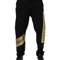 Dolce & Gabbana mustad logo-teibiga meeste dressipüksid