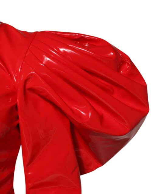 8005297.jpeg Dolce & Gabbana punane läikiv minikleit puhvis varrukatega