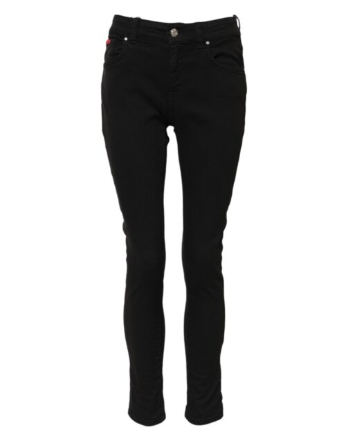 Dolce & Gabbana mustad puuvillased logo skinny keskmise vöökõrgusega teksad