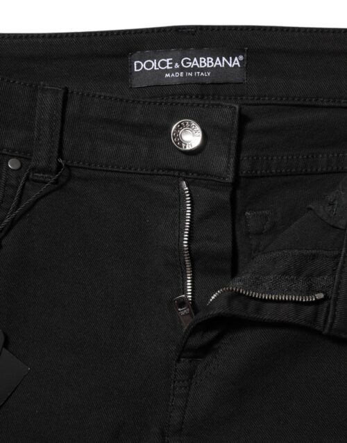 Dolce & Gabbana mustad puuvillased logo skinny keskmise vöökõrgusega teksad
