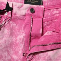 Dolce & Gabbana roosad kõrge vöökohaga kitsenevad tie-dye teksad