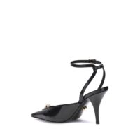 Versace Black Calf Leather Bos Taurus High Heel Pumps