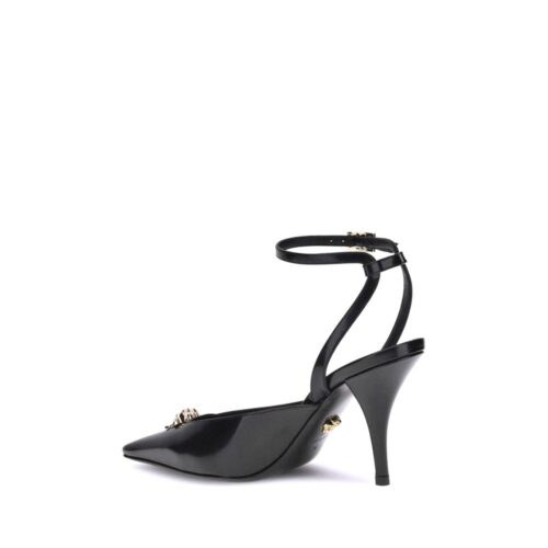 Versace Black Calf Leather Bos Taurus High Heel Pumps