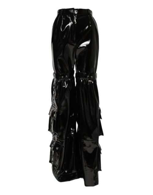 Dolce & Gabbana mustad kõrge vöökohaga cargo bootcut püksid