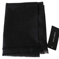 815424.jpg Dolce & Gabbana Gray 100% Wool Striped Pattern Wrap Scarf