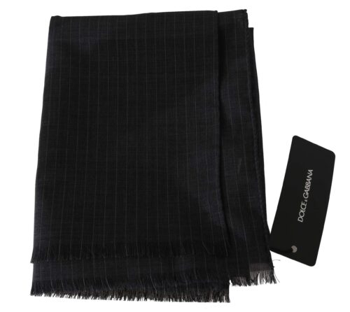 815424.jpg Dolce & Gabbana Gray 100% Wool Striped Pattern Wrap Scarf