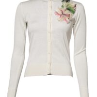 Dolce & Gabbana valge siidist liiliatega kaunistatud kardigan