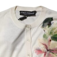 Dolce & Gabbana valge siidist liiliatega kaunistatud kardigan