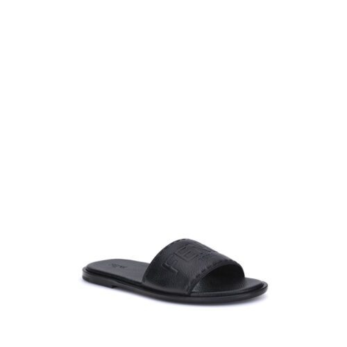8195896.jpeg Fendi Black Calf Leather Bos Taurus Flat Sandals