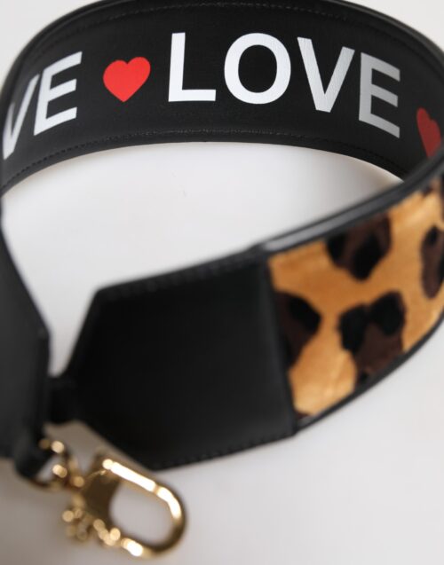 Dolce & Gabbana must pööratav leopardi mustriga õlakoti rihm