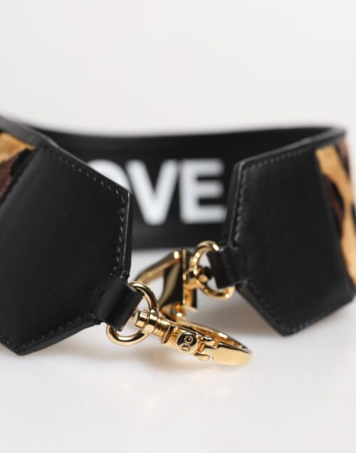 Dolce & Gabbana must pööratav leopardi mustriga õlakoti rihm