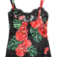 Dolce & Gabbana mitmevärviline lilleline siidist aluspesu topp