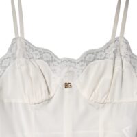 Dolce & Gabbana valge pitsiga DG logoga siidist kleit-ööriietus