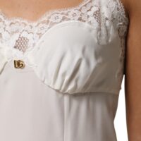 8274806.jpeg Dolce & Gabbana valge pitsiga kuldse DG logoga siidist kleit-ööriietus