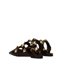 Valentino Garavani Brown Leather Flat Sandals