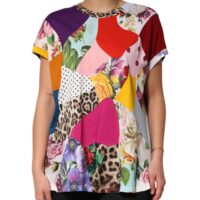 Dolce & Gabbana mitmevärviline patchwork puuvilla-siidi pluus