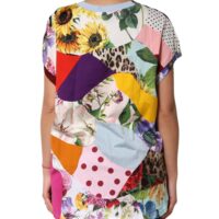Dolce & Gabbana mitmevärviline patchwork puuvilla-siidi pluus