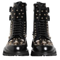 8354793.jpeg Dolce & Gabbana Black Studded Lace Up Mid Calf Boots Shoes