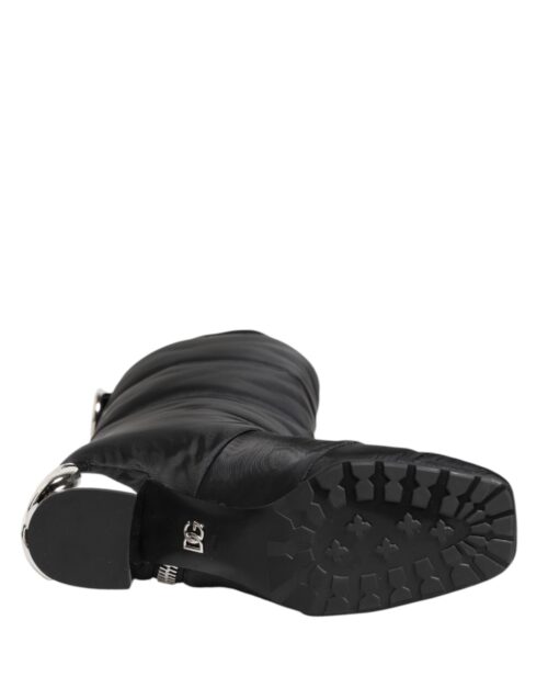 8356015.jpeg Dolce & Gabbana mustad polsterdatud keskmise säärega logokontsaga saapad