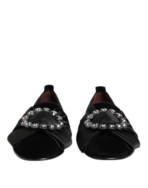 Dolce & Gabbana mustad VATICANO kristallriba slip-on kingad