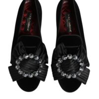 Dolce & Gabbana mustad VATICANO kristallriba slip-on kingad