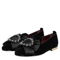 Dolce & Gabbana mustad VATICANO kristallriba slip-on kingad