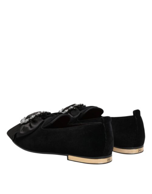 Dolce & Gabbana mustad VATICANO kristallriba slip-on kingad
