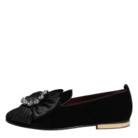 Dolce & Gabbana mustad VATICANO kristallriba slip-on kingad