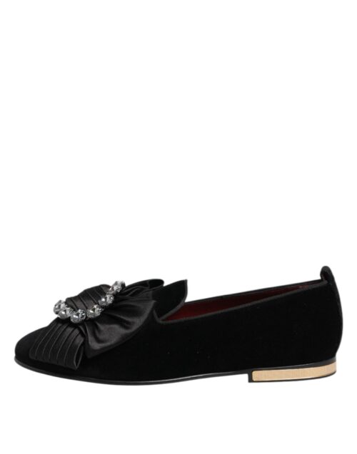 Dolce & Gabbana mustad VATICANO kristallriba slip-on kingad