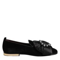 Dolce & Gabbana mustad VATICANO kristallriba slip-on kingad