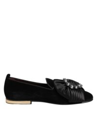 Dolce & Gabbana mustad VATICANO kristallriba slip-on kingad