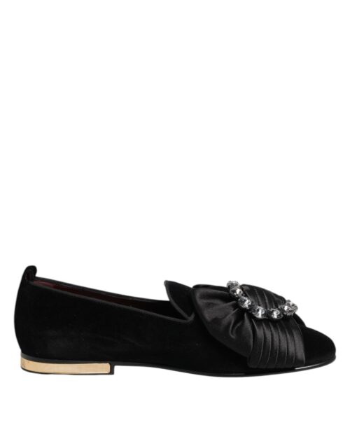 Dolce & Gabbana mustad VATICANO kristallriba slip-on kingad