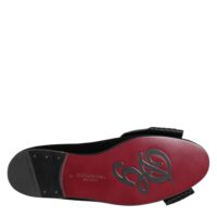 Dolce & Gabbana mustad VATICANO kristallriba slip-on kingad