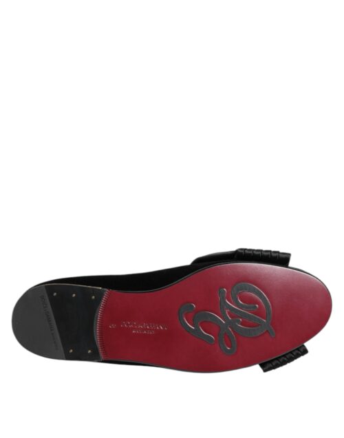 Dolce & Gabbana mustad VATICANO kristallriba slip-on kingad