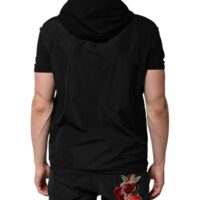 Dolce & Gabbana must varrukateta kapuutsiga logoembleemiga vestjakk