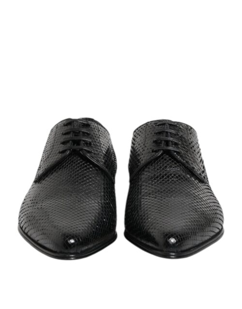 Dolce & Gabbana Black Exotic Leather Lace Up Derby Shoes
