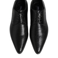 Dolce & Gabbana Black Exotic Leather Lace Up Derby Shoes